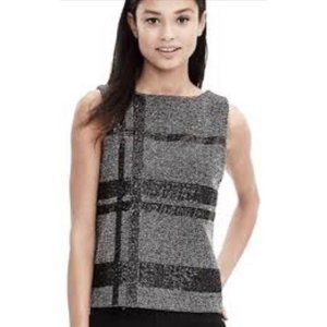 Banana Republic Black Gray Sequin Striped Tweed Sleeveless Top Size 4